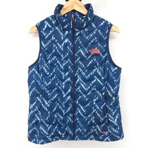 The North Face Womens Goose Down Insulated Vest Blue Ikat Print Puffer 550 L